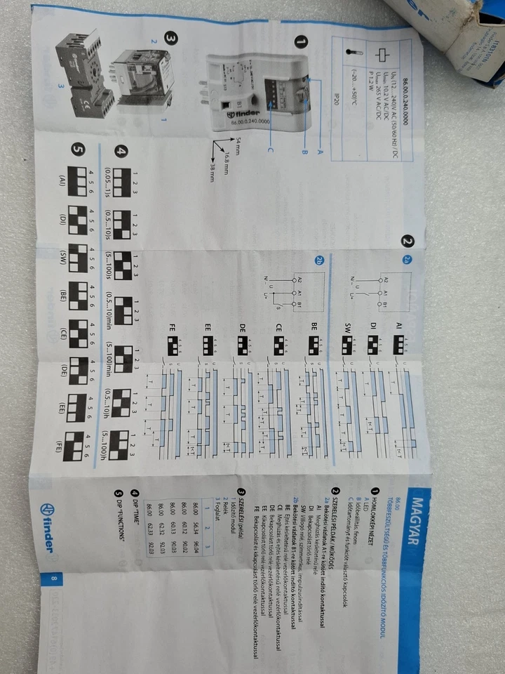 86.00.0.240.0000 Finder Multi-Function Timer Module 12V-240V AC/DC coil